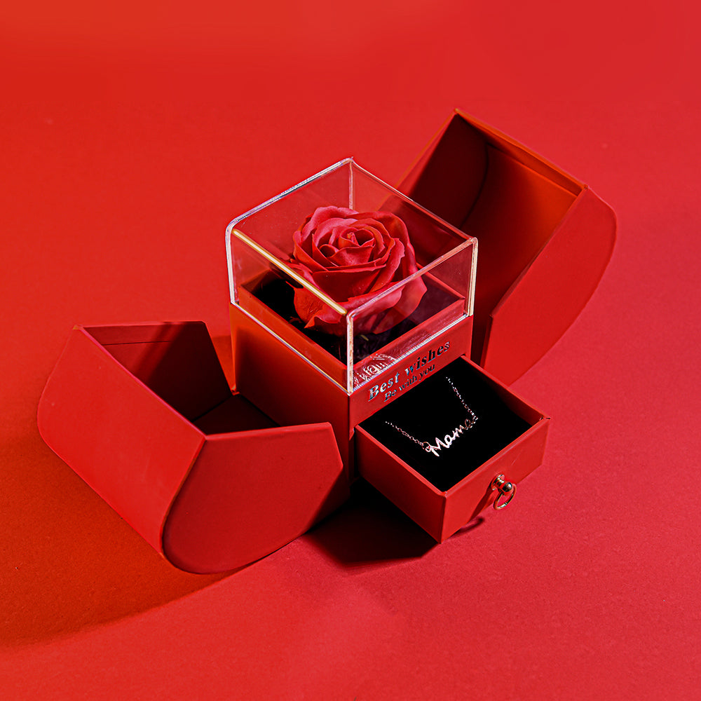 MaMa Necklace Forever Rose Apple Jewelry Box Mother's Day Present