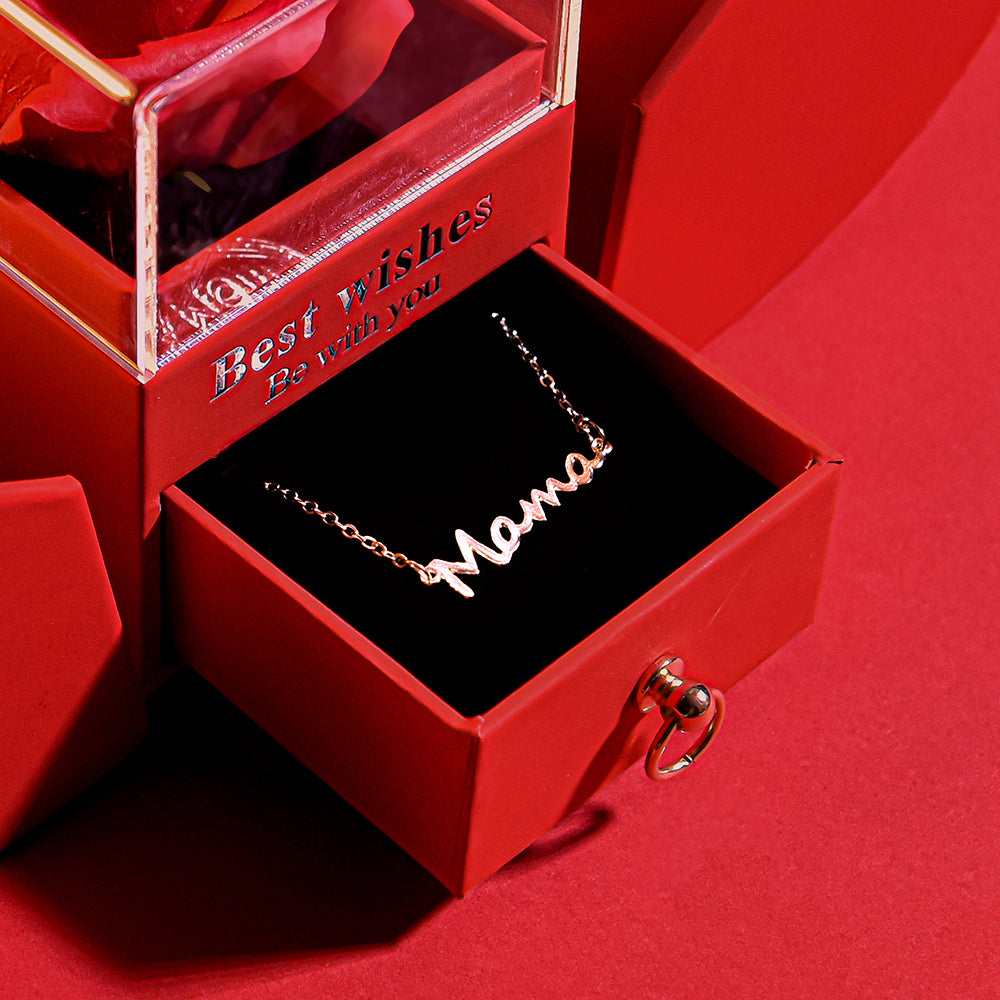 MaMa Necklace Forever Rose Apple Jewelry Box Mother's Day Present