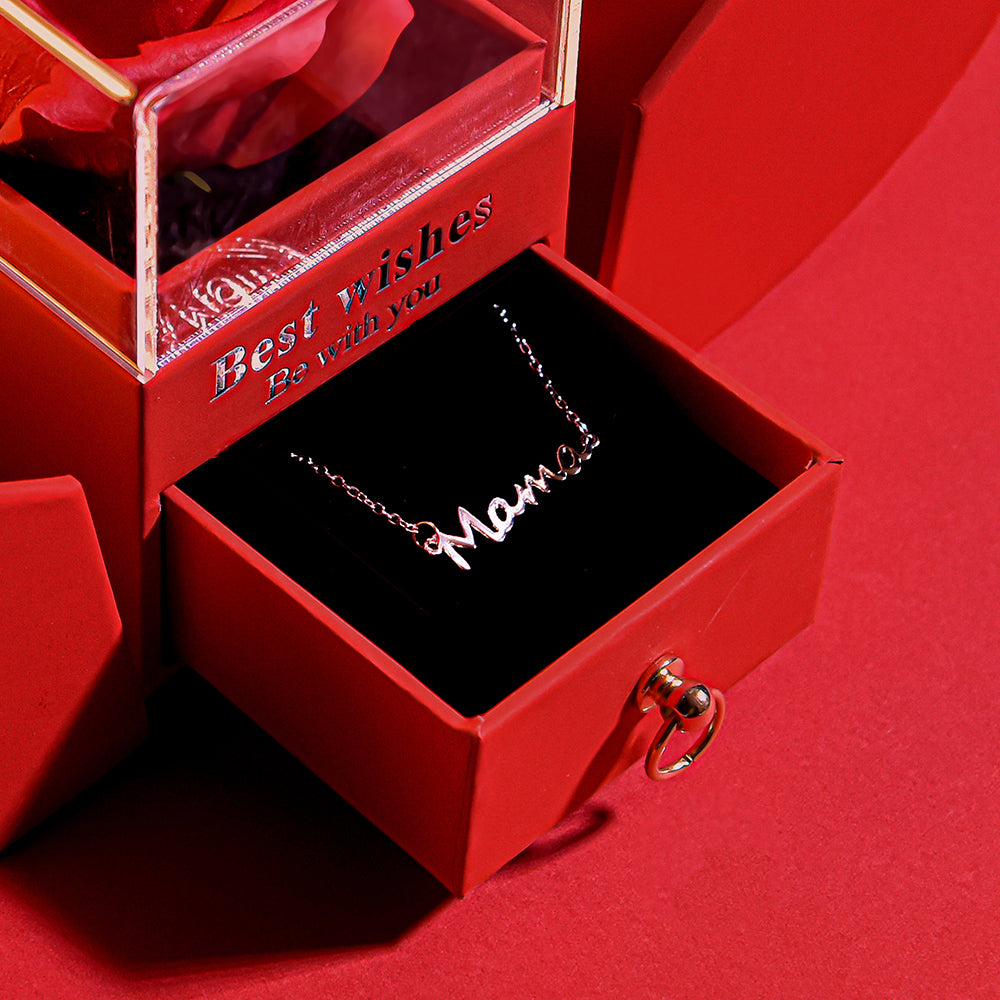 MaMa Necklace Forever Rose Apple Jewelry Box Mother's Day Present