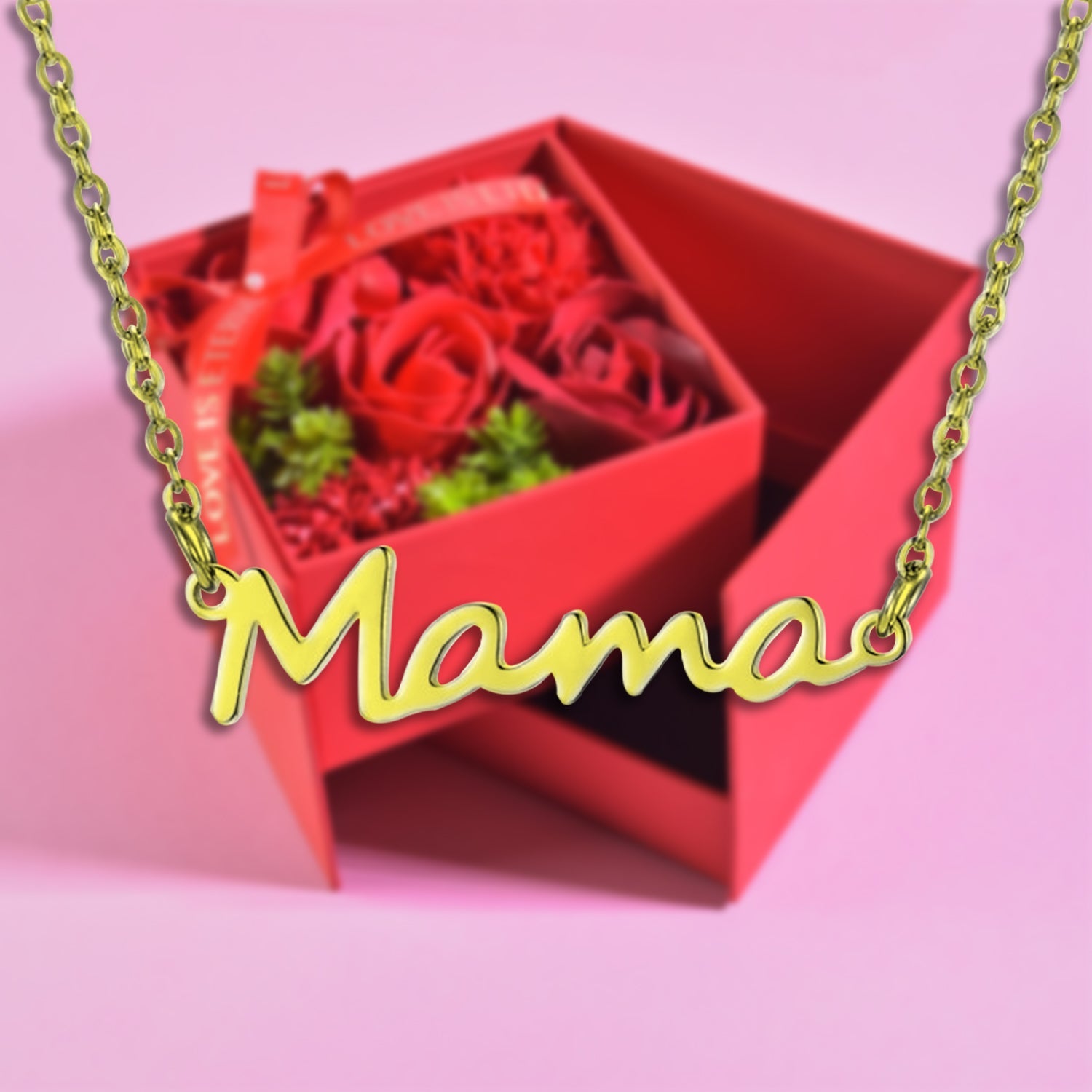 MaMa Forever Rose Necklace Box Red Mother's Day Gift Idea Gift For 