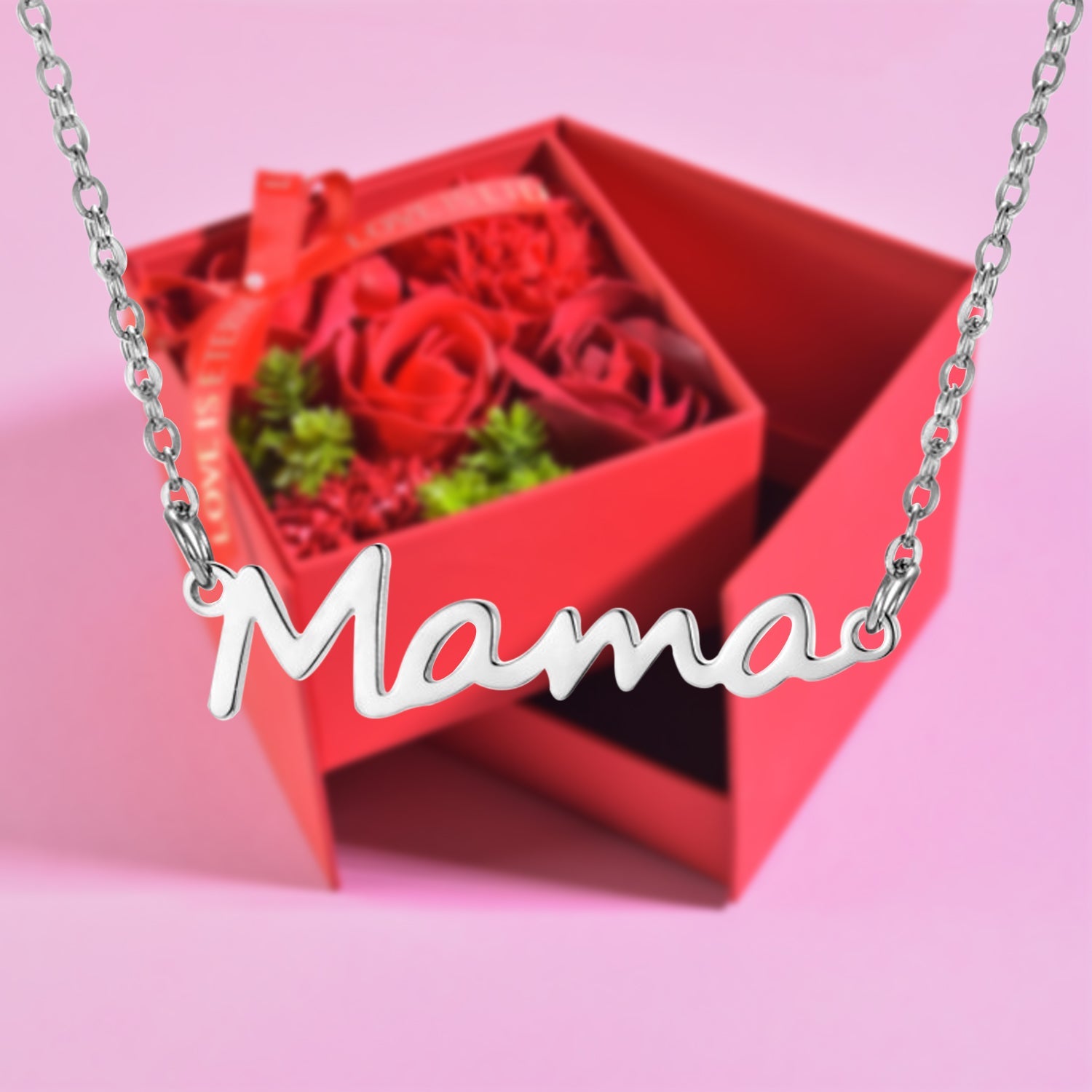 ②ハンドメイドmama MaMa Forever Rose Necklace Box Red Mother's Day Gift Idea Gift For